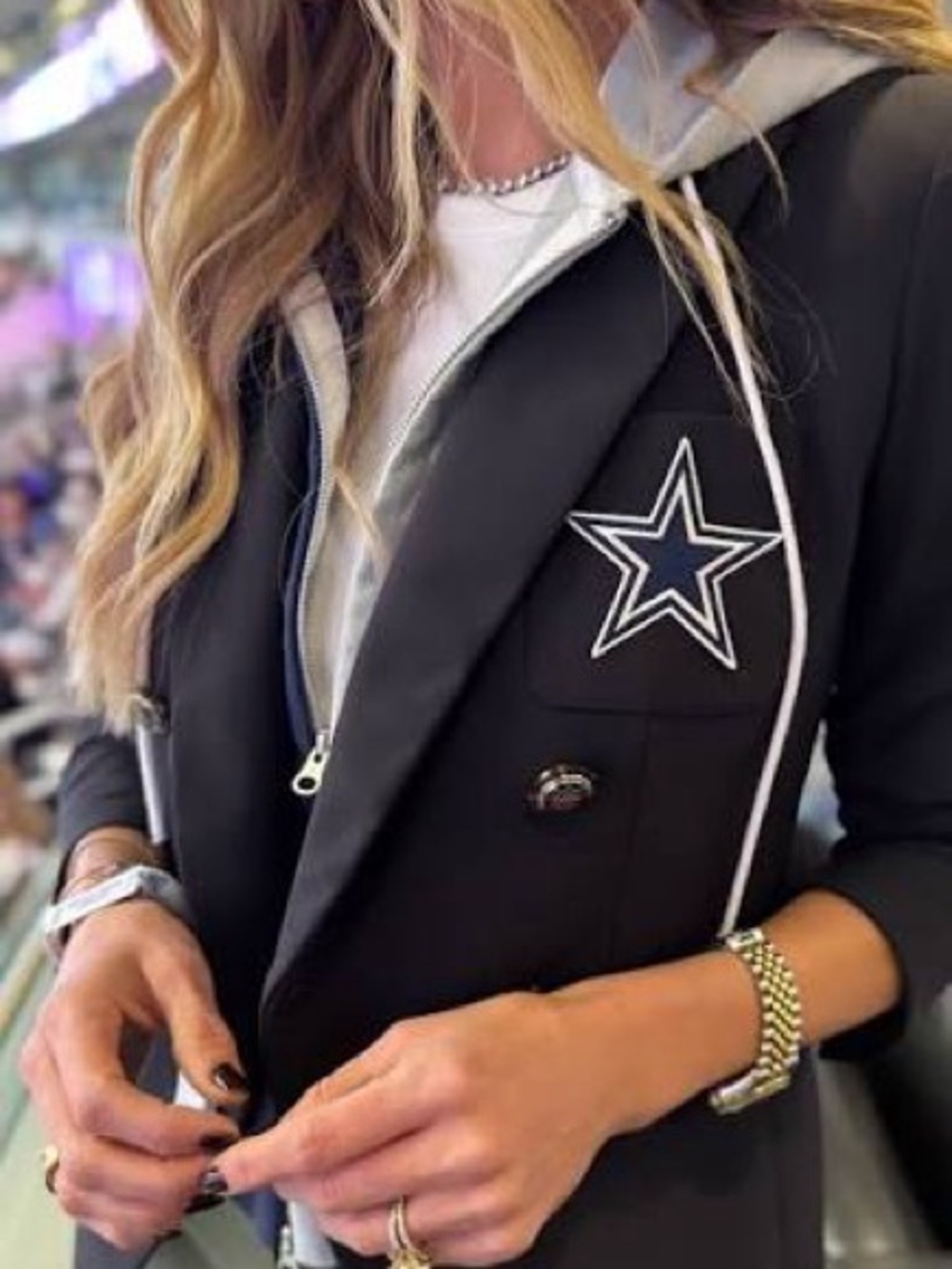 Veronica Beard Navy Double-Breasted Blazer with Hood Dallas Cowboys NFL - Picture 10 of 13